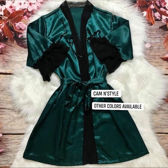 Satin Silk-Like Kimono Nightgown Robe Random Color - Picture 8 of 8